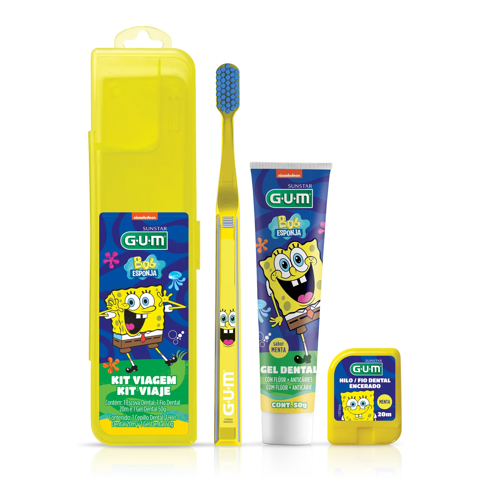 Kit Viaje Gum Cepillo Dental + Gel Bob Esponja