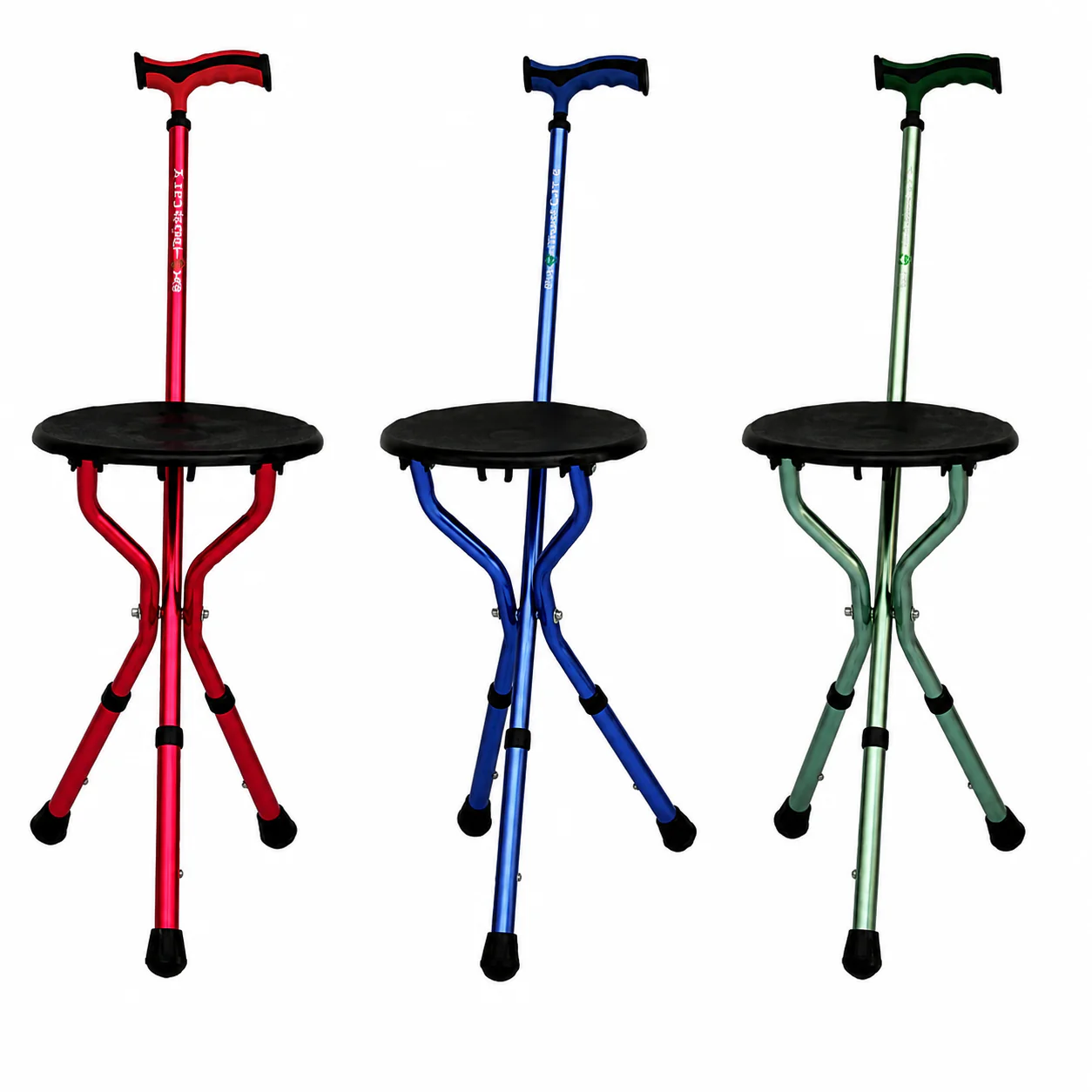 Eb050503S Baston Tripie Con Asiento Verde Anodizado Altura Ajustable - Image 2