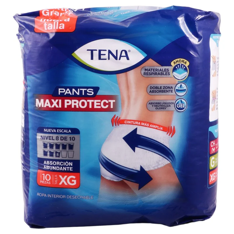 Calzon Tena Pants Maxima Proteccion Xgrande Con 10 Piezas