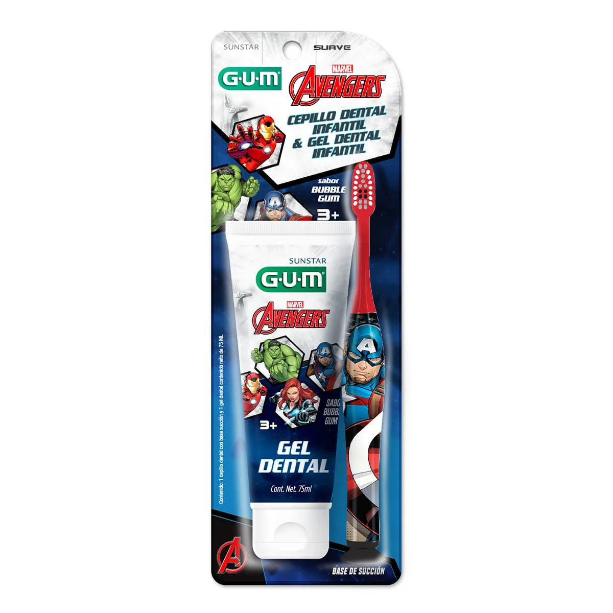 Cepillo Dental Gum Infantil + Gel Dent Avengers