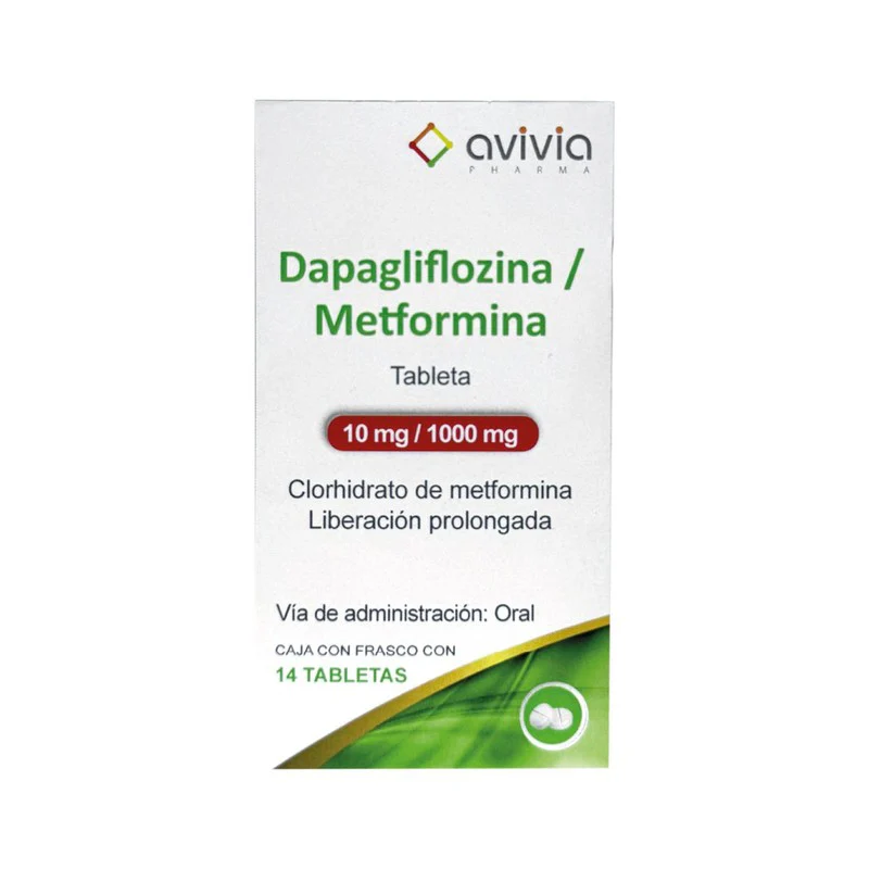 Dapaglifiozina / Metformina 10/1000 Mg Con 14 Tabletas Avivia