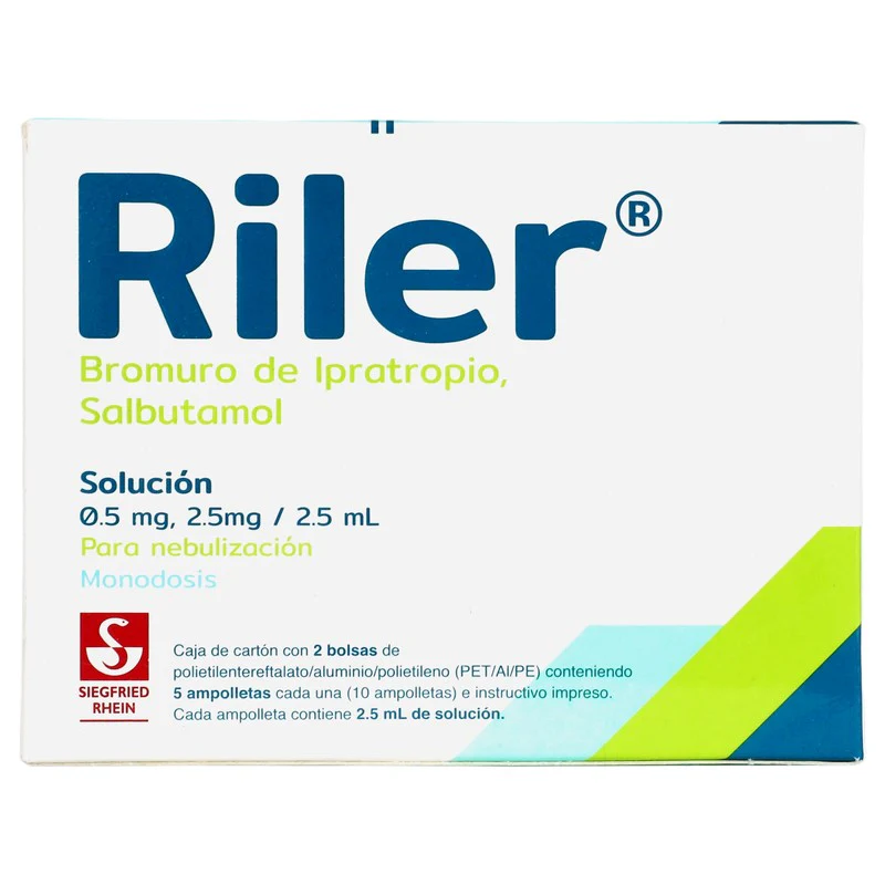 Riler 0.5 Mg / 2.5 Mg - Caja Con 10 Ampolletas De 2.5 Ml (Ipratropio Y Salbutamol)