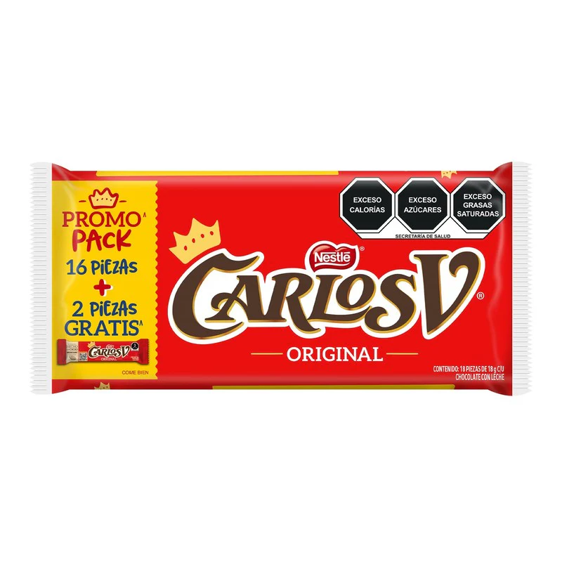 Chocolate Carlos V 18 G Con 16 + 2 Piezas
