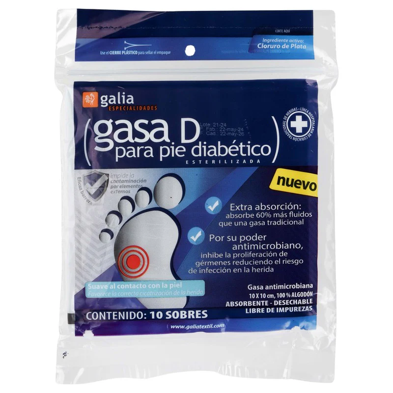 Gasa Galia Pie Diabetico 10 X 10 Cm Con 10