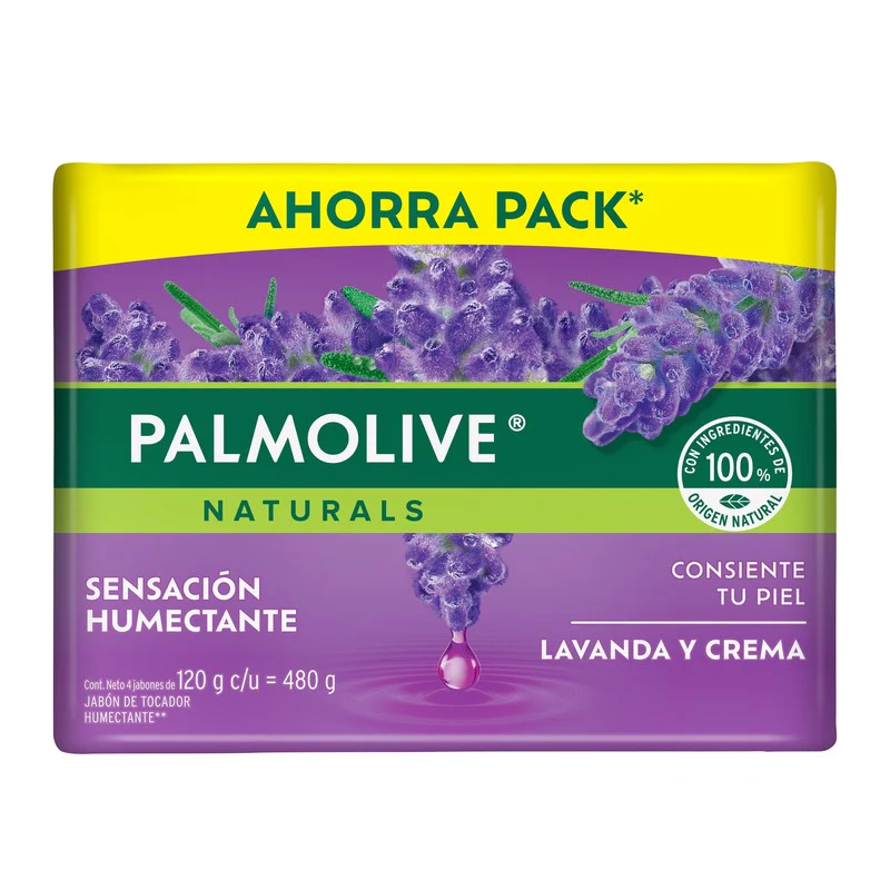 Jabon Palmolive Natural Lavanda Y Crema 120 G Con 4