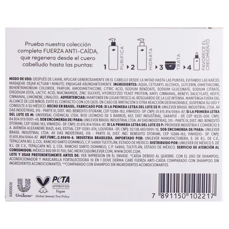 Mascarilla Fortalecedora Dove Derma Care Anti Caida 270 G - Image 7