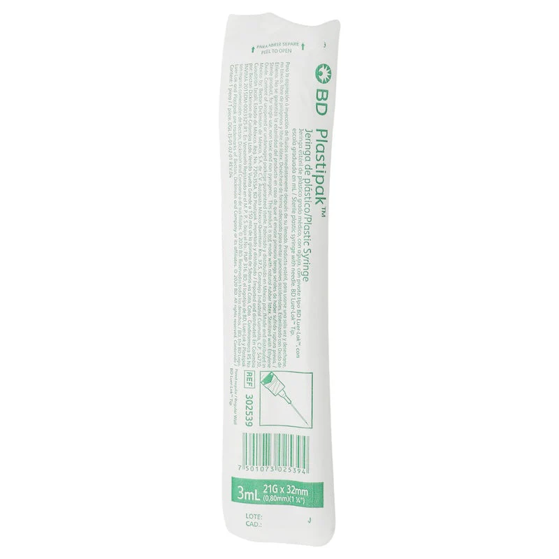 Jeringa Plastipak 3 Ml Verde 21 G X 32 Mm