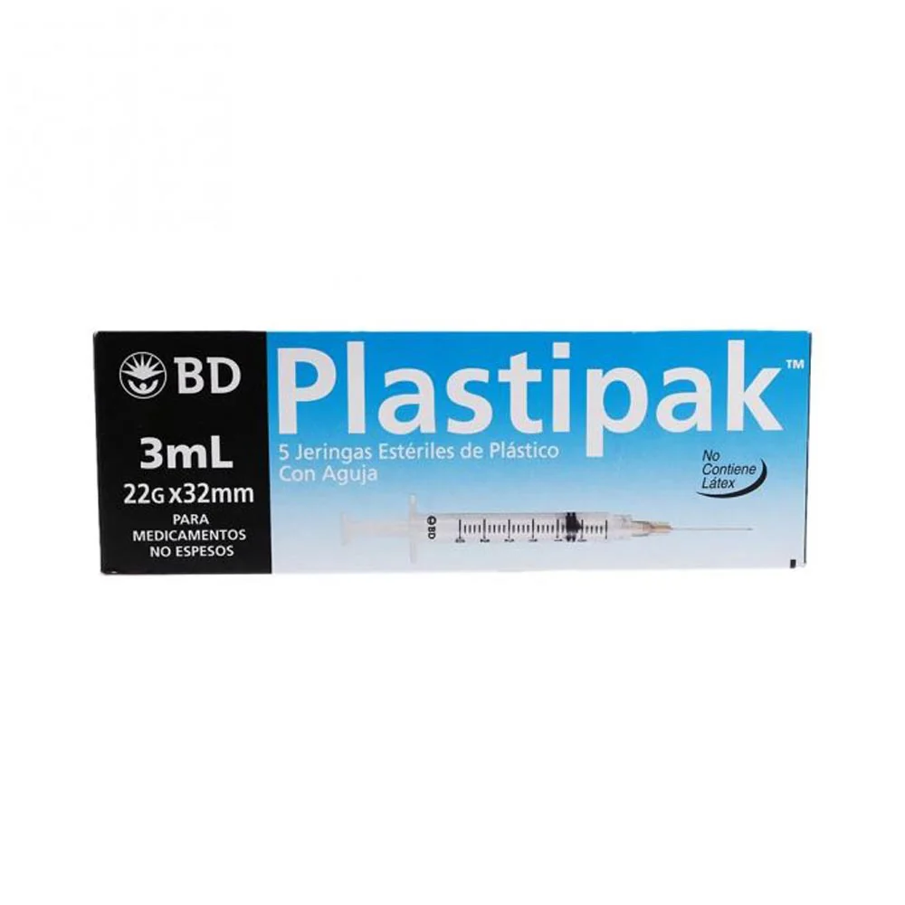 Jeringa Plastipak Bd 3 Ml 22 X 32 Con 5 Piezas