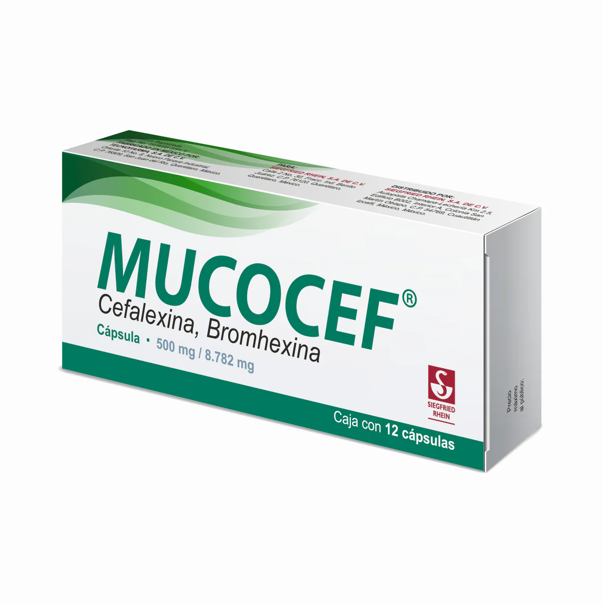 Mucocef 500 Mg / 8.782 Mg - Caja Con 12 Cápsulas (Cefalexina Y Bromhexina) - Image 2