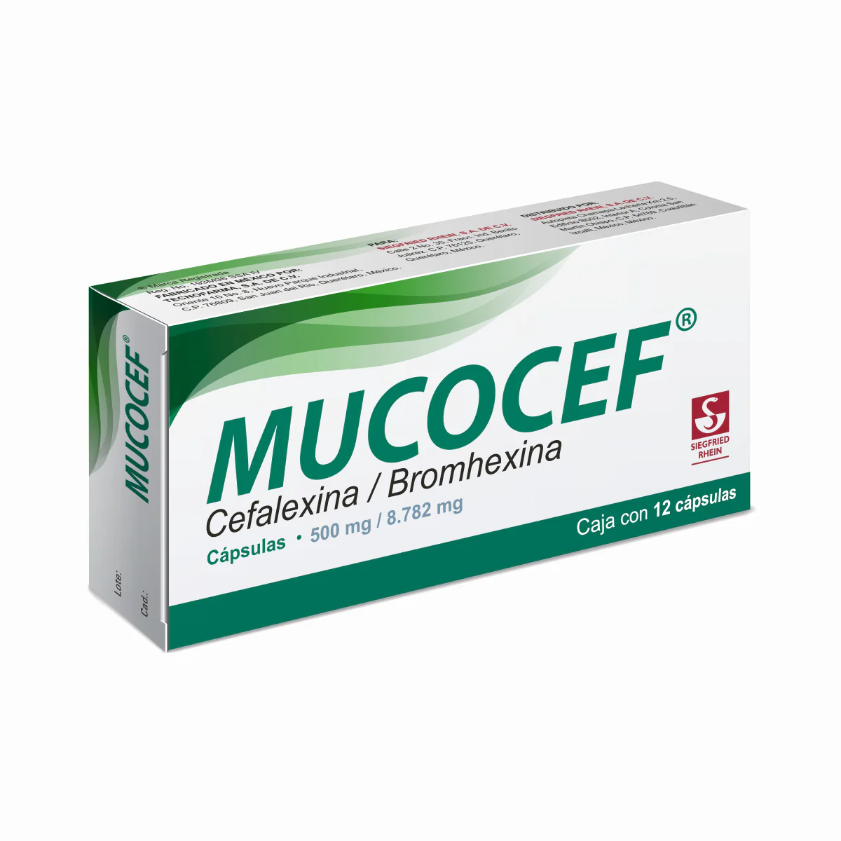 Mucocef 500 Mg / 8.782 Mg - Caja Con 12 Cápsulas (Cefalexina Y Bromhexina) - Image 3