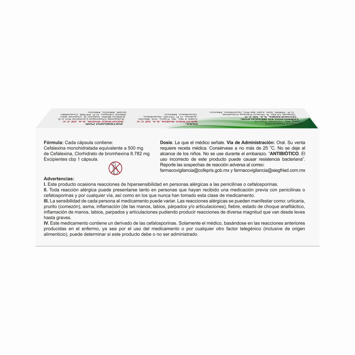 Mucocef 500 Mg / 8.782 Mg - Caja Con 12 Cápsulas (Cefalexina Y Bromhexina) - Image 4