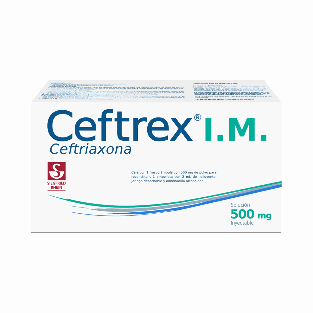 Ceftrex I.M. 500 Mg - Ampolleta Con Solucion Inyectable 2 Ml (Ceftriaxona)