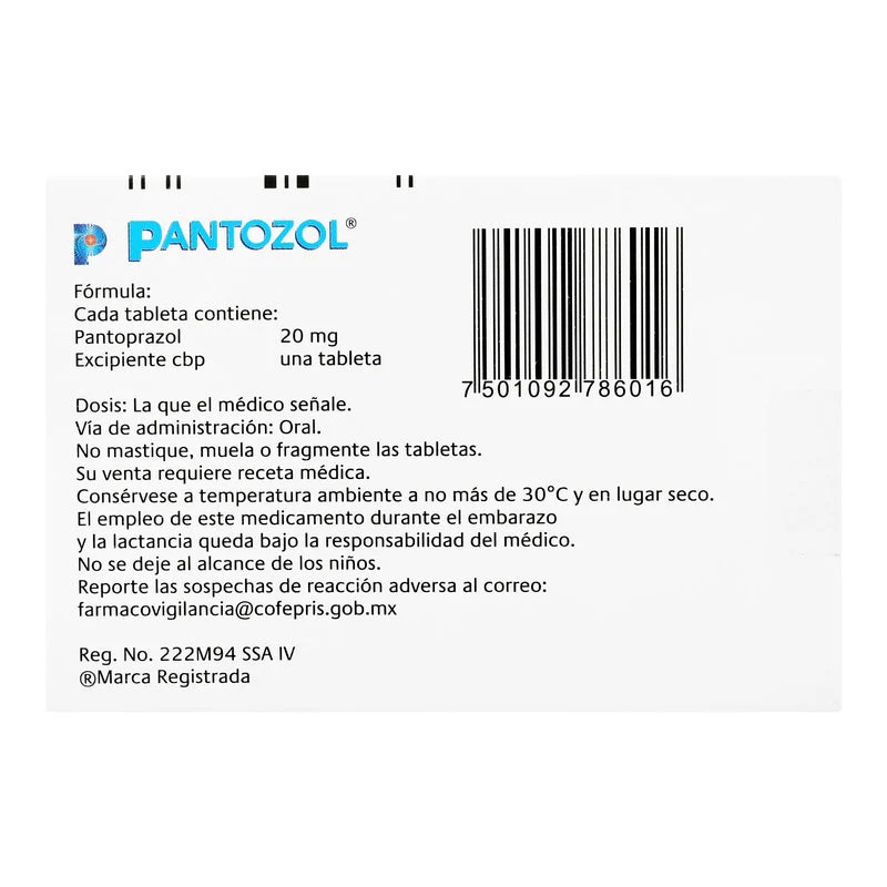 Pantozol-P20 Mg Con 7 Grageas