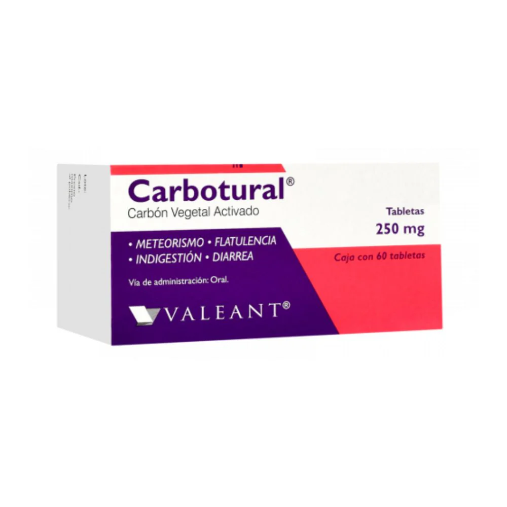 Carbotural(Carbon Act O Veg) 250 Mg Con 60 Tabletas