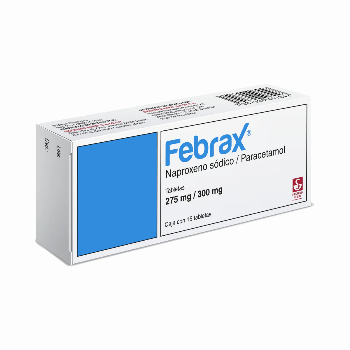 Febrax 275 Mg / 300 Mg - Caja Con 15 Tabletas (Naproxeno Y Paracetamol) - Image 3