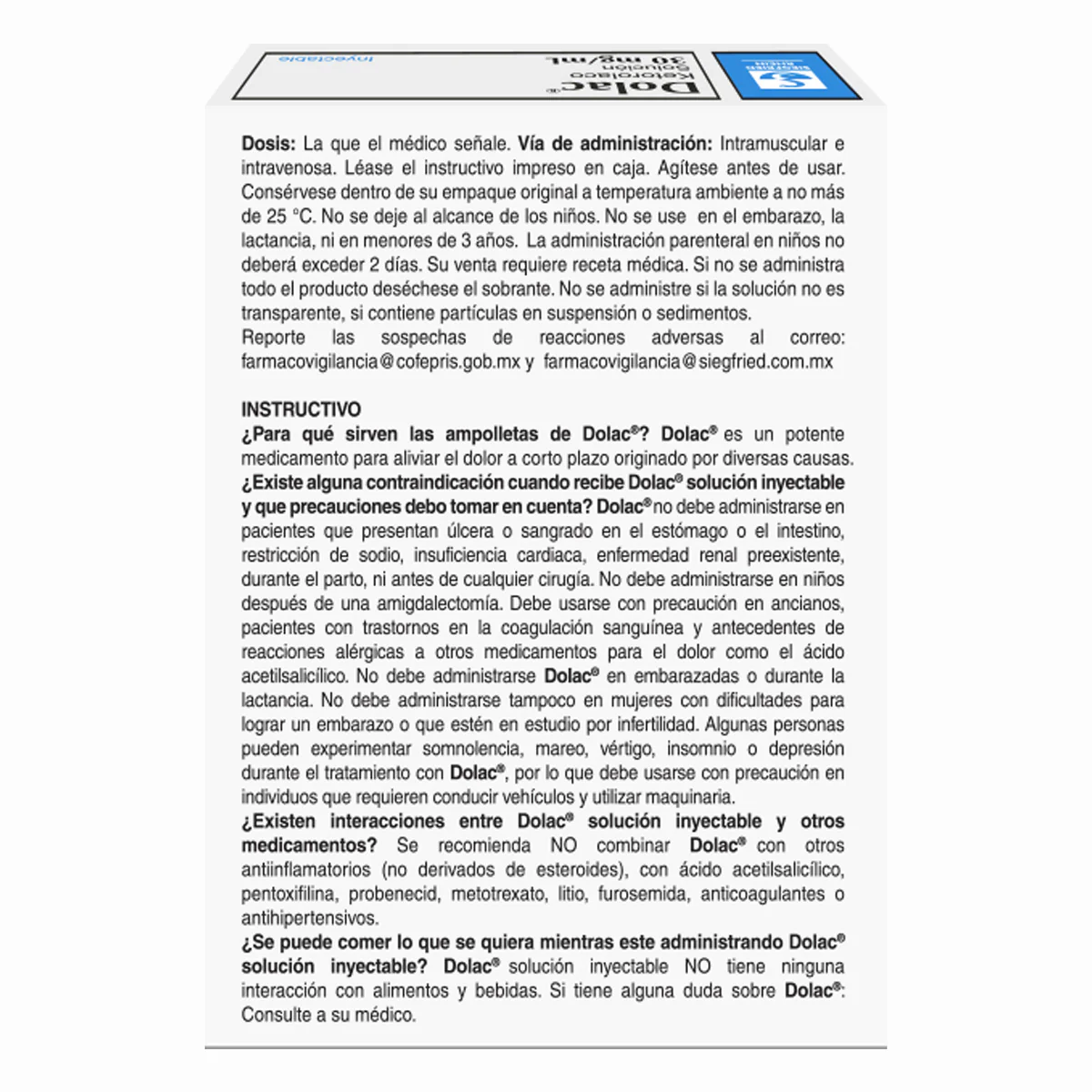 Dolac 30 Mg - Caja Con 3 Ampolletas (Ketorolaco) - Image 4