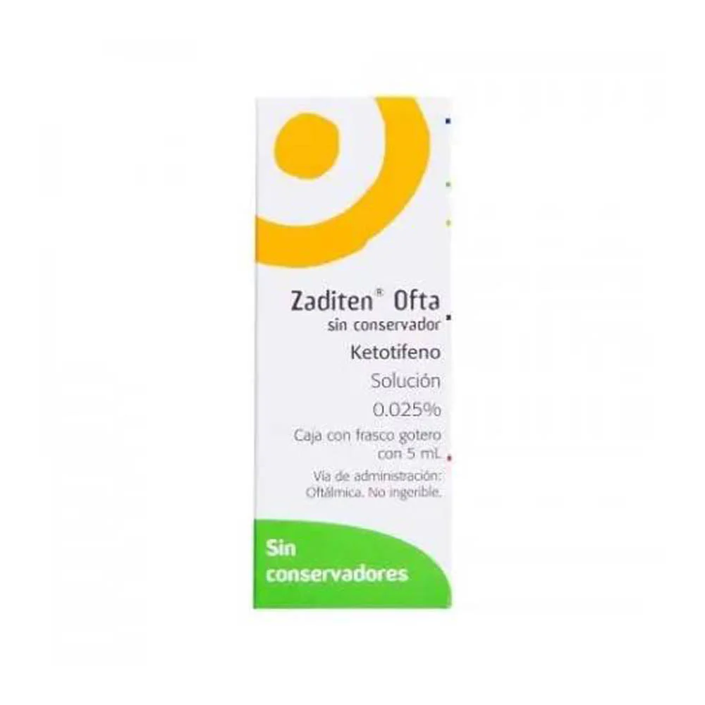 Zaditen Oftalmico 0.025% Gotas 5 Mililitros