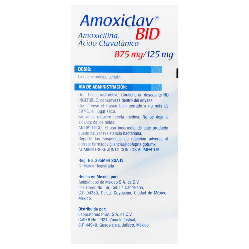 Amoxiclav-Bid 875/125 Mg Con 14 Tabletas