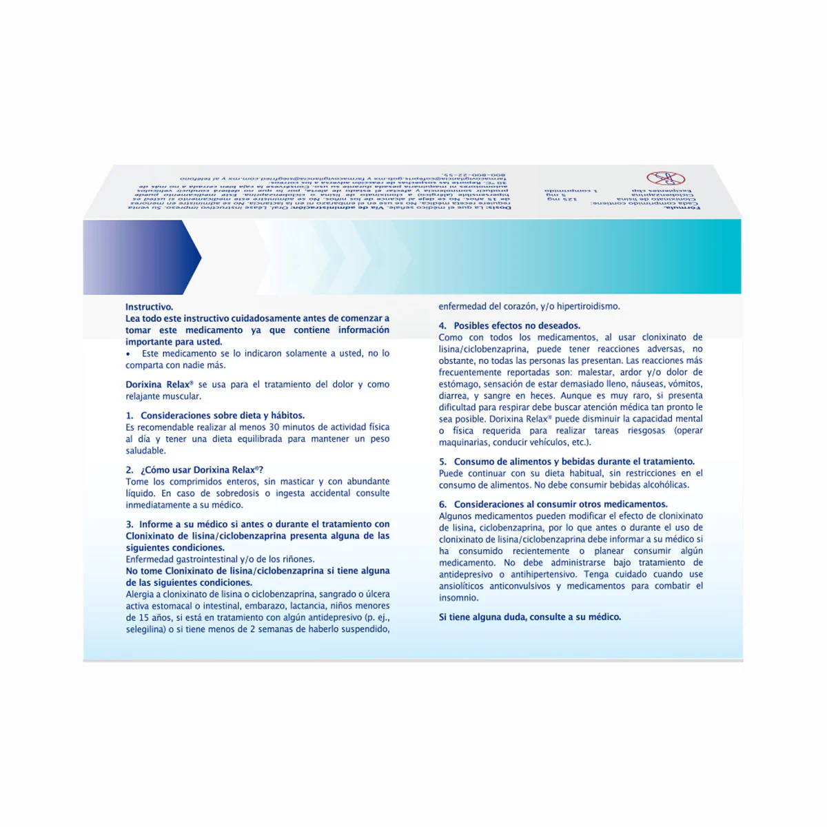 Dorixina Relax 125Mg - Caja Con 20 Comprimidos (Clonixinato De Lisina Y Clorhidrato De Ciclobenzapri - Image 4