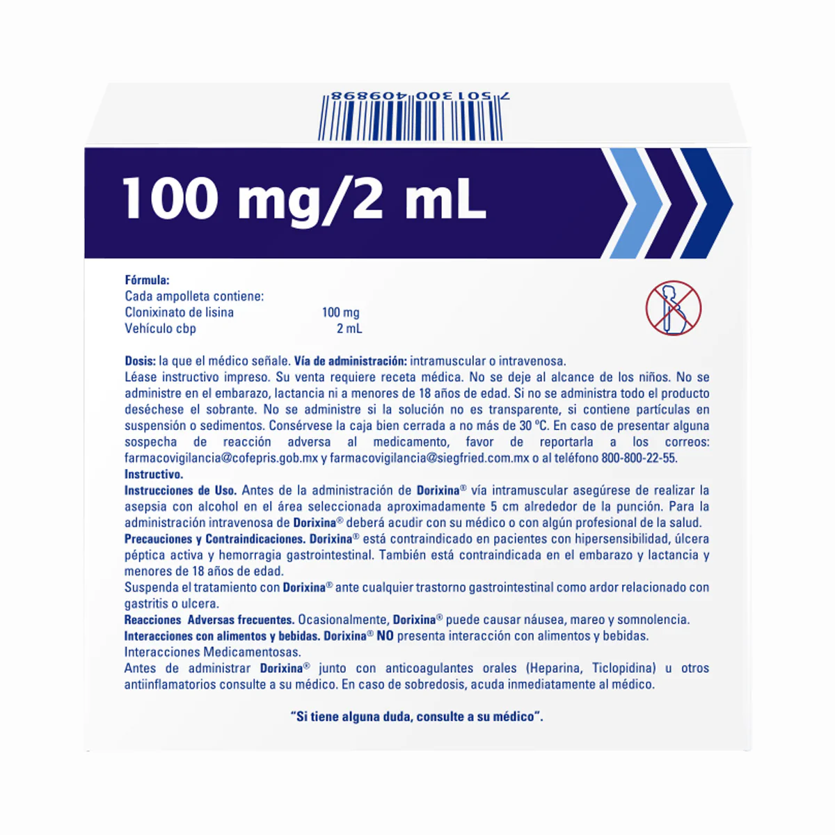 Dorixina 100 Mg - Caja Con 5 Ampolletas (Clonixinato De Lisina) - Image 4